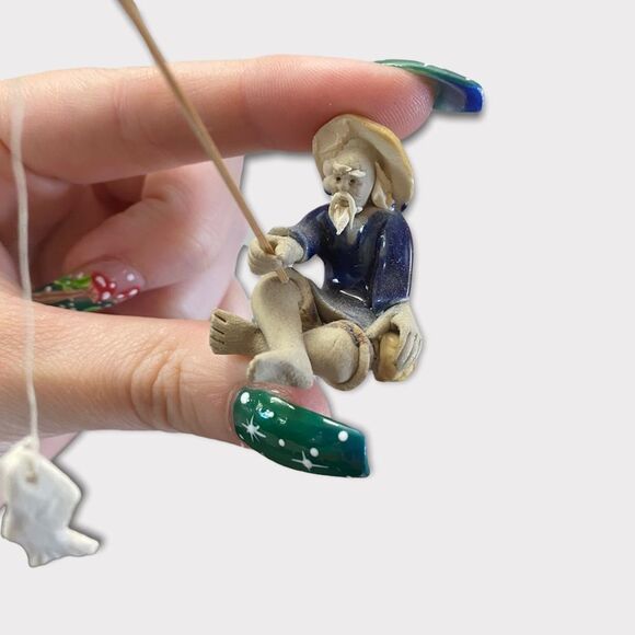 3/$15 Mini Clay Fisherman Figurine - Picture 4 of 4